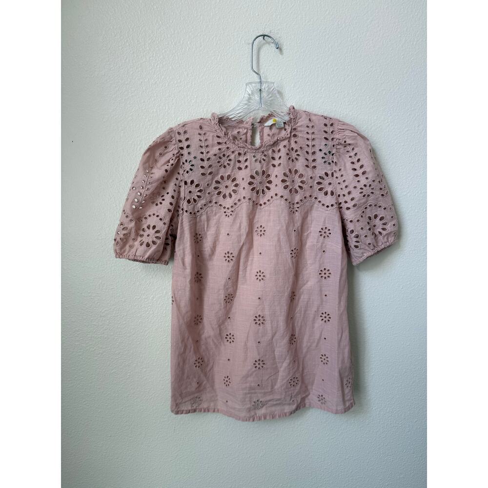 Boden Altheda Borderie Eyelet Boho Pink Top Size 2 - Picture 2 of 6